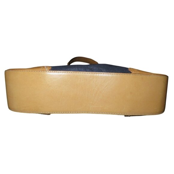 Coach Y2K Vintage Indigo Blue Denim & Tan Vachetta leather Demi Baguette Handbag - Picture 5 of 13